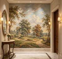 Peinture murale de paysage vintage personnalisée, papier peint rétro de paysage forestier pour le salon, la chambre à coucher, la décoration murale intérieure de l'hôtel