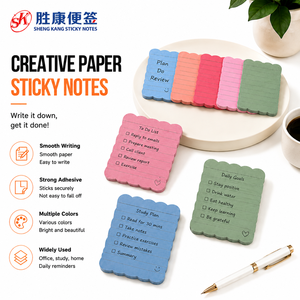 Scalloped Edge Lined Sticky Notes Creative Wave Shape <b>Memo</b> <b>Pads</b> Strong Adhesive Removable Colorful Notepads for Office School St - Product Image 1
