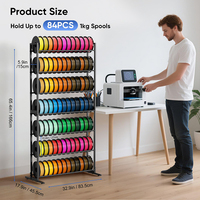 Support de rangement pour filament JH-Mech pratique à 7 niveaux pour rouleaux d'impression 3D, capacité de 84 bobines, en acier noir massif