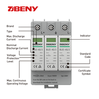 Système de protection contre la foudre BENY PV DC SPD EN 61643-31 T2 Type 3P 1000V 40KA Dispositif de protection contre les surtensions BUD-40/3 IP20 5 ans
