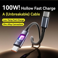 Câble de charge rapide USB-C vers USB-C 100W 5A, tressé en nylon, avec lumière respirante, pour téléphones et tablettes Android
