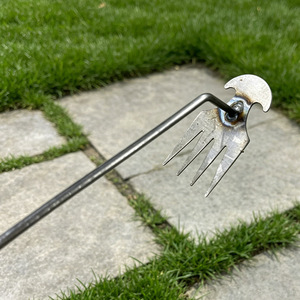 Garden Rake Four Pronged Steel Head Long Handle For Soil Loosening Weeding Vegetable Flower Planting Backyard Home Gardening - Product Image 1