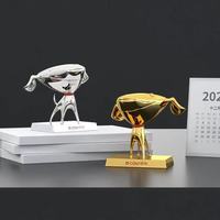 Figurines de chien personnalisées en gros, trophées animaux en métal, chien porte-bonheur, moulage 3D plaqué or