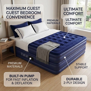 Matelas pneumatique double couche robuste pour <span class=keywords><strong>le</strong></span> camping en plein air, anti-fuite, avec sac de transport et valve de dégonflage rapide - Product Image 1