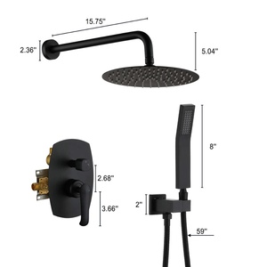 Cross-border 304 Stainless Steel Brushed Matte Black American Style Concealed Wall-mounted Multi-function <b>Shower</b> Hotel BXW-040 C - Product Image 3