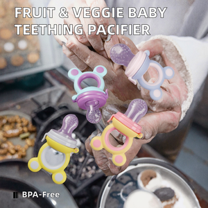 Sucette pour bébé fruits et légumes sans BPA Happy Supplement Bite en silicone avec sac en maille Outil de soins bucco-dentaires pour bébé - Product Image 2