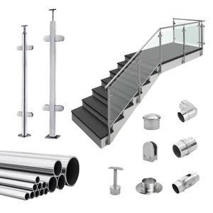 Rampe <span class=keywords><strong>en</strong></span> verre d'intérieur <span class=keywords><strong>en</strong></span> acier inoxydable facile à installer, bricolage, pour escalier, balcon, <span class=keywords><strong>terrasse</strong></span>, avec rail supérieur <span class=keywords><strong>en</strong></span> <span class=keywords><strong>PVC</strong></span> ou <span class=keywords><strong>en</strong></span> bois, main courante, <span class=keywords><strong>balustrade</strong></span> - Product Image 5