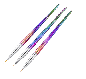 Ensemble de 3 pinceaux à ongles en nylon à manche métallique gradué, durables, pour salon, peinture d'ongles, pinceau à vernis à ongles en plastique, outil de manucure - Product Image 3