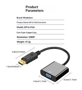 Adaptateur DP vers VGA 1080p mâle vers femelle pour ordinateur portable, moniteur, projecteur, écran externe, accessoires informatiques - Product Image 3