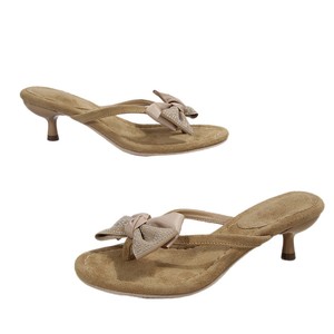 Women Summer Open <b>Toe</b> Heeled Flip Flops Sparkling Crystal Bow Decor Thin Heel Thong <b>Mule</b> Slides - Product Image 6