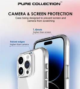 For IPhone 14 13 12 Pro Max Hybrid Case Transparent Thin Shockproof Mobile Phone TPU PC Back Cover Case