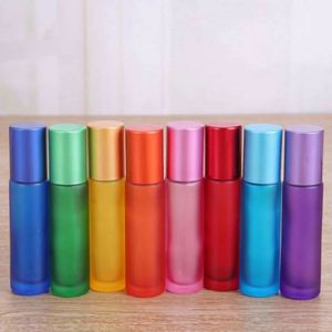 Luxury 10ml Empty Colorful Glass Roller <b>Bottle</b> High Quality Electroplated Essential Oil Screen Printing Roll Sealing Type Reed - Product Image 2