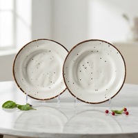 Assiettes à dîner en céramique rustique PITO, assiettes rondes en céramique de 7 pouces, vaisselle en céramique marbrée, assiettes en porcelaine faites à la main