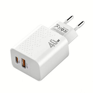 อะแดปเตอร์ชาร์จเร็ว 40W USB A+C สำหรับโทรศัพท์มือถือ รองรับ PD และ QC4.0 พร้อมกล่อง สำหรับโทรศัพท์ 16 15 Xiaomi Huawei - Product Image 1