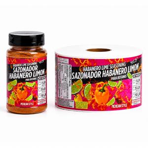 Étiquettes en rouleau pour assaisonnement Habanero Lime <span class=keywords><strong>Sabor</strong></span> Mexicano 1LB 5LB 10LB, style mexicain, autocollantes, imperméables, écologiques, en papier - Product Image 4