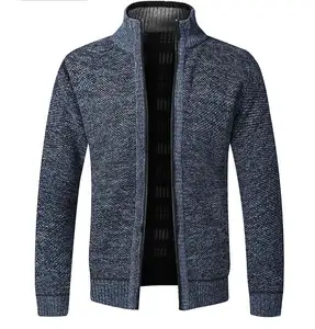 Knitted Cardigan Jacket Men's Winter Plush Thickened Warm and Cold proof Slim Fit Sweater Coat