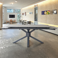 Meubles de salle à manger modernes et luxueux sur mesure, pieds en métal, plateau en céramique, verre trempé, table pliable 8 places