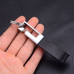Keychain Wholesale Double <b>Ring</b> Creative Leather Car Logo Leather Waist <b>Key</b> Chain - Product Image 4