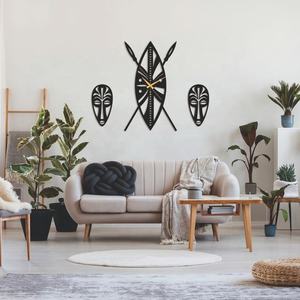 <span class=keywords><strong>Horloge</strong></span> <span class=keywords><strong>murale</strong></span> <span class=keywords><strong>africaine</strong></span> de grande taille en métal, style vintage, décoration intérieure artistique - Product Image 4