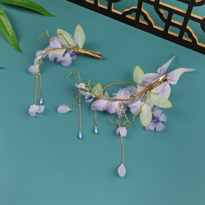 Nuevo Diseño Original 2026, Pinza para el Cabello Hanfu con Borla y Flor Estilo Tang Púrpura, Hecha a Mano, Accesorio para Peinado y Maquillaje - Product Image 3