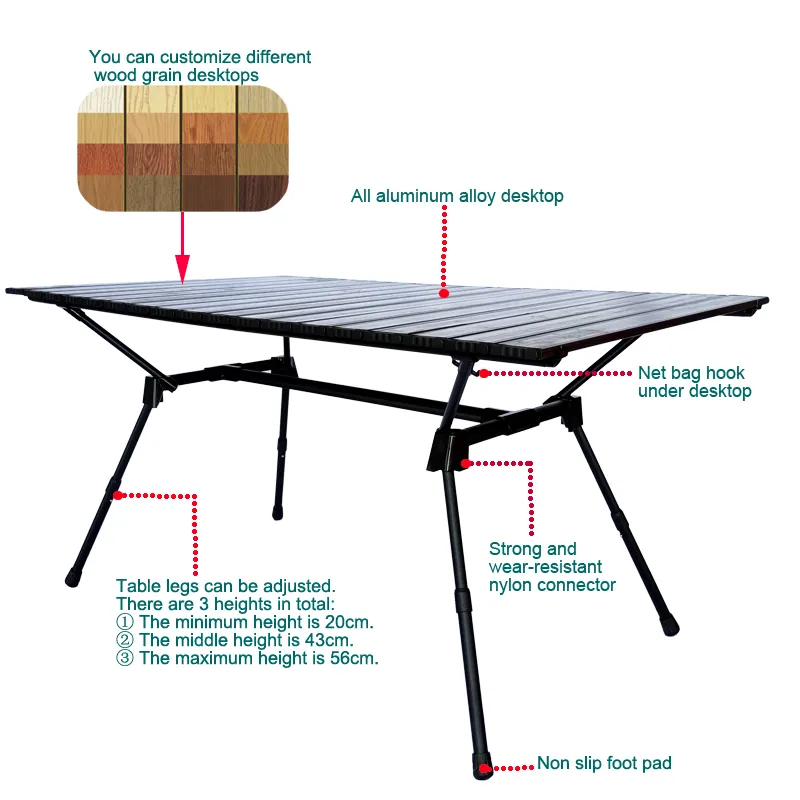 Prix raisonnable Vente en gros Offre Spéciale design moderne table de rangement pliante personnalisée pour le camping tables pliantes faciles d'extérieur