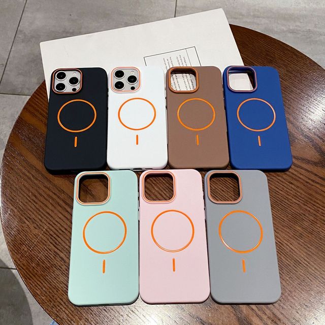 Minimalist Matte Skin-Feel Magnetic for iPhone 17 16 15 Protective Case New Oil-Drop Fine Circle Design Pure Color Phone Case