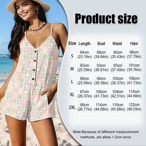 Tuta con Bretelle Personalizzabile in Stile Hawaiano, Vestibilità Ampia con Tasche, Design Trapuntato Hawaii, Romper da <span class=keywords><strong>Donna</strong></span> - Product Image 6