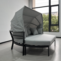Ensemble de canapé-lit de jardin en métal moderne avec rotin en PE pour l'extérieur et le jardin