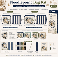 Kit de pochette de voyage DIY Aperol Spritz en broderie au point de croix, auto-finissable, en toile de coton imprimée avec fermeture éclair sur trois côtés, pour adulte