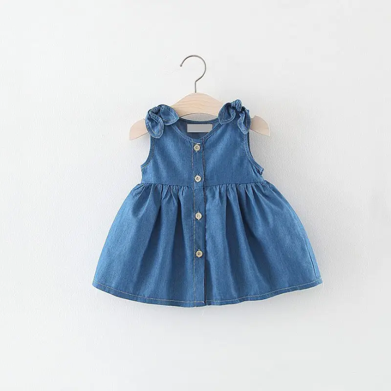 Robe d'été en jean pour bébé et enfant en bas âge Jupe princesse sans manches pour fille Vêtements pour bébé de haute qualité