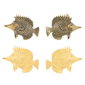黄铜鱼门把手衣柜橱柜金属把手实心铜工艺品 - Product Image 5