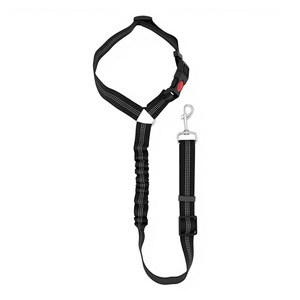 Correa de seguridad para perros en el coche, negra, retráctil, elástica, tipo cinturón de seguridad para viajes de mascotas, diseño duradero - Product Image 1