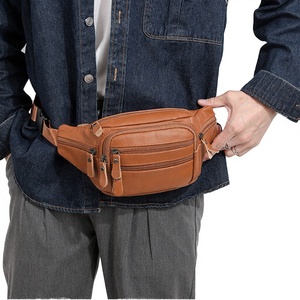 Sac banane vintage en cuir véritable pour homme, pochette téléphone, sac à bandoulière unisexe, sacoche de ceinture - Product Image 1