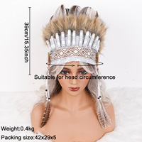 Accessoires de cheveux en plumes de carnaval, coiffe de chef indien, coiffe en plumes, accessoires de fête pour Thanksgiving et carnaval, coiffe pour adulte