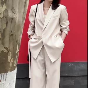 Completo completo completo a vita alta <span class=keywords><strong>S</strong></span>-3XL con giacca tinta unita per pantaloni lunghi primavera e autunno - Product Image 5