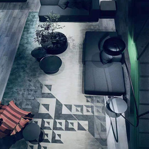 Alfombra de lana hecha a medida, rectangular, con diseño de rejilla, verde y azul, para limpieza localizada, decoración del hogar, alfombra para sala de estar - Product Image 1