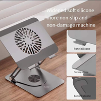 Support rotatif réglable à 360 degrés pour ordinateur portable Ventilateurs USB intégrés Support pliable pour ordinateur portable Construction métallique Nouveau produit