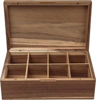 Organisateur de sachets de thé en bois d'acacia moderne Conteneur de stockage rectangulaire en aluminium pour cartes magnétiques Couvercle de style rectangulaire inclus