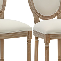 Chaise de salle à manger Louis traditionnelle en bois massif, empilable et extensible, finition chaux antique, avec revêtement en lin, pour événements et mariages