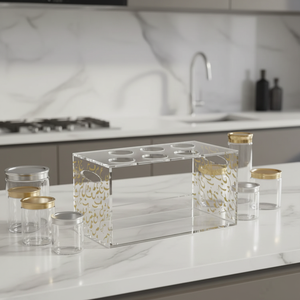 Moderno Organizador <span class=keywords><strong>de</strong></span> Tazas <span class=keywords><strong>de</strong></span> Té <span class=keywords><strong>de</strong></span> Acrílico Transparente <span class=keywords><strong>de</strong></span> 2 Niveles, Bandeja Decorativa con Caligrafía Árabe para Almacenamiento y Exhibición <span class=keywords><strong>de</strong></span> Té - Product Image 3