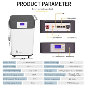 แบตเตอรี่พลังงานแสงอาทิตย์48V 100Ah Lifepo4แนวตั้งแพ็คแบตเตอรี่ลิเธียมไอออน300Ah 200Ah สำหรับการจัดเก็บในบ้าน - Product Image 5