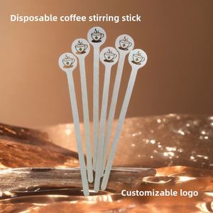 Agitateurs à café en bois à tête ronde, jetables, avec logo personnalisé, design classique - Product Image 3