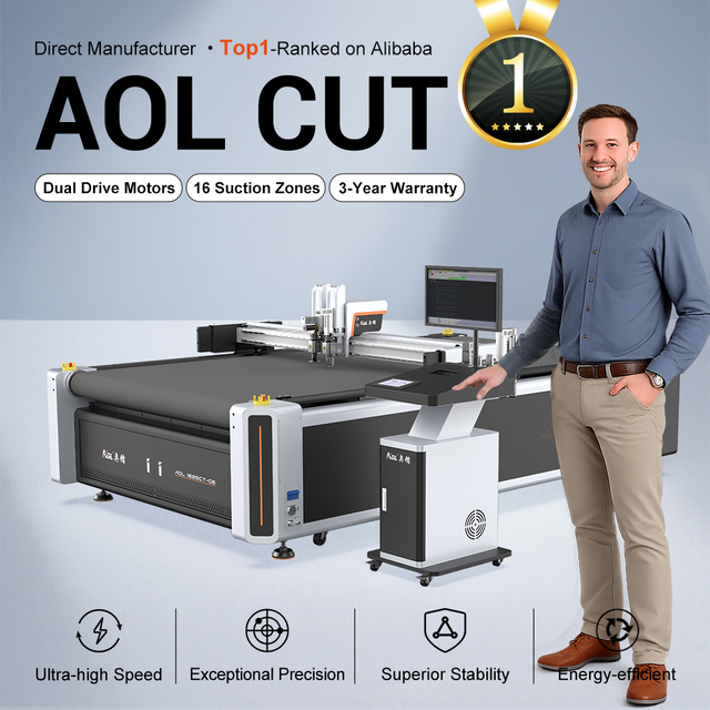 AOL CNC Oscillating Knife Flatbed Cutting Machine Automatic Feeding Vinyl Acrylic Cutter Machine with Creasing Wheel