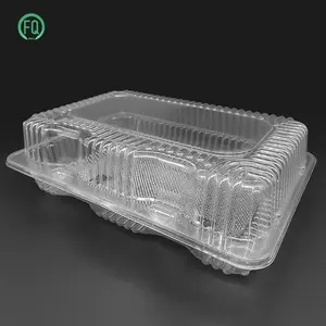 Biyo-bozunur yapışmalı şeffaf plastik gıda sınıfı menteşeli konteyner