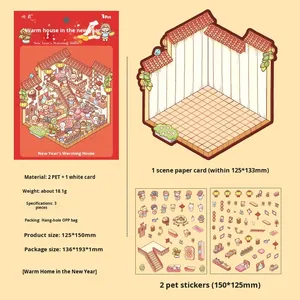 Autocollants en papier adhésif 3D stéréo personnalisés pour enfants, scène <span class=keywords><strong>de</strong></span> dessin animé, lieu populaire exclusif, vente en gros - Product Image 6