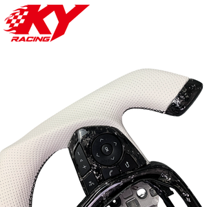 Volante de carreras estilo F1 personalizado de fibra de carbono forjada con cuero blanco para Toyota Camry TRD SE XSE XLE GR Corolla 2018-2026 - Product Image 2