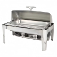 Ensemble de réchauds de luxe à couvercle roulant, chauffe-plats commerciaux en acier inoxydable pour buffet avec supports à combustible, équipement de restauration