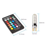 Silicone 12V Voiture RGB LED Ampoule T10 W5W 194 168 5050 6SMD 2pcs avec Télécommande Signal Lecture Wedge Licence Ampoule Lampe