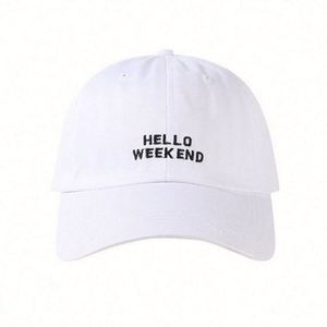 หมวกแก๊ปปักลาย Hello Weekend สีเบจ สำหรับฤดูร้อน ขายส่ง หมวกเบสบอลแบบ unisex สั่งทำได้ สำหรับผู้หญิง - Product Image 5