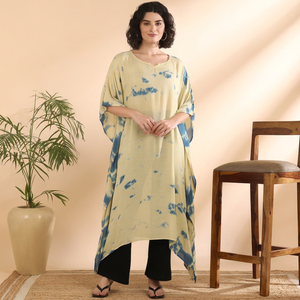 High Quality Designer Rayon <b>Kaftan</b> Tie Dyed <b>Summer</b> Daily Wear Regular Fit Sweetheart neck at Best Price by Supplier - Product Image 1